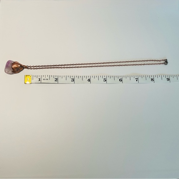 Copper Necklace Amethyst Gem Stone Handmade Jewelry Purple Pendant 18” Chain - Picture 12 of 12